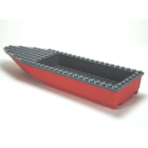 Lego Boat Hull 28x8 Red / Dark Bluish Grey City Harbour  #69392