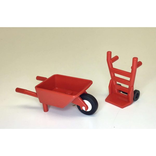 Lego Minifigure Hand Truck/ Trolley And Wheelbarrow Pack Red